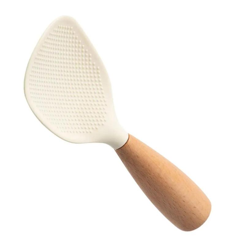 Culinary-Grade Silicone Serving Spoon, Creamy White (Stand-Up Design), Single Pack - Image 1