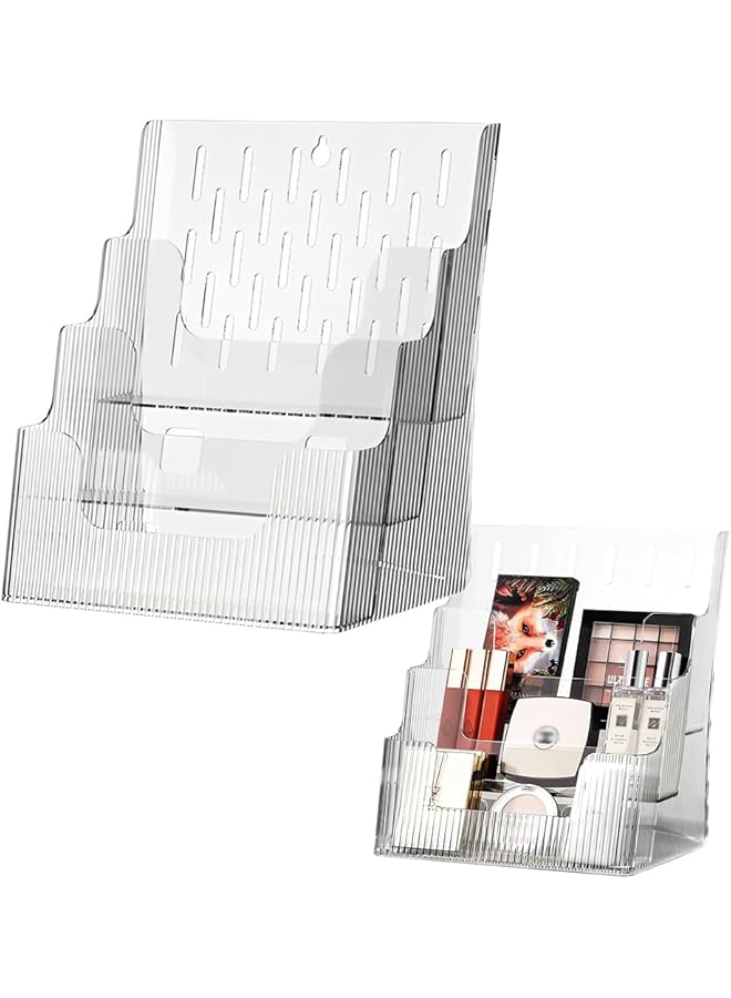 إيروريكس حامل عرض كتيبات من الأكريليك بثلاث طبقات مقاس 8.5 × 11 بوصة، حامل ملفات مجلات، حامل عرض مثبت على الحائط، حاملات منشورات للكتب والكتيبات والكتب الورقية والمستندات - Image 1