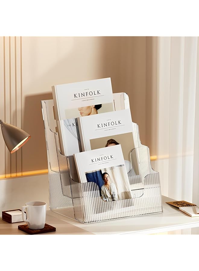 إيروريكس حامل عرض كتيبات من الأكريليك بثلاث طبقات مقاس 8.5 × 11 بوصة، حامل ملفات مجلات، حامل عرض مثبت على الحائط، حاملات منشورات للكتب والكتيبات والكتب الورقية والمستندات - Image 2