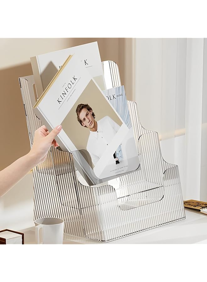 إيروريكس حامل عرض كتيبات من الأكريليك بثلاث طبقات مقاس 8.5 × 11 بوصة، حامل ملفات مجلات، حامل عرض مثبت على الحائط، حاملات منشورات للكتب والكتيبات والكتب الورقية والمستندات - Image 3