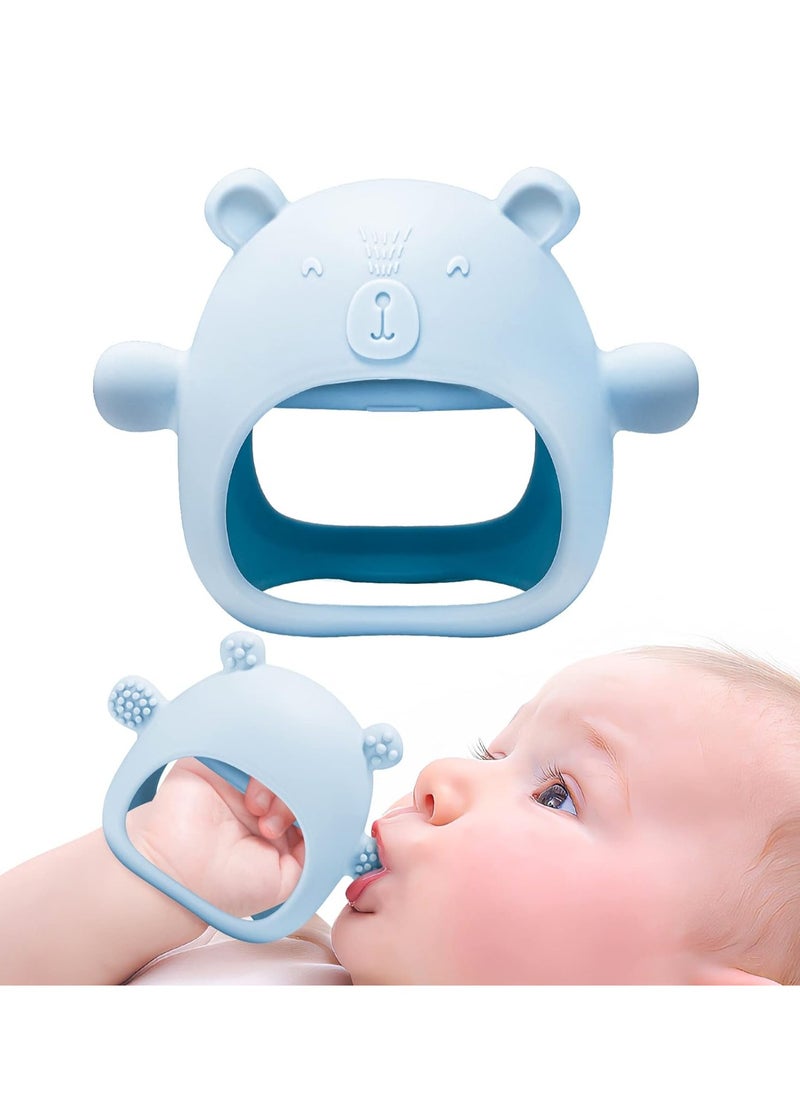 GUDOO Silicone Baby Mitten Teething Chew Toy for Babies 0-6 Months 6 to 12 Months Anti-Drop Teether Glove BPA-Free for Girls and Boys Sucking Biting Needs Soothing Gums Pain Relief  - Image 1