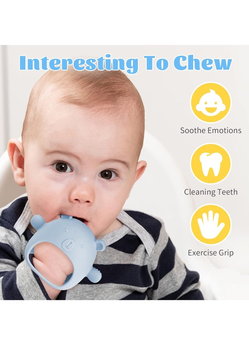 GUDOO Silicone Baby Mitten Teething Chew Toy for Babies 0-6 Months 6 to 12 Months Anti-Drop Teether Glove BPA-Free for Girls and Boys Sucking Biting Needs Soothing Gums Pain Relief  - Image 3
