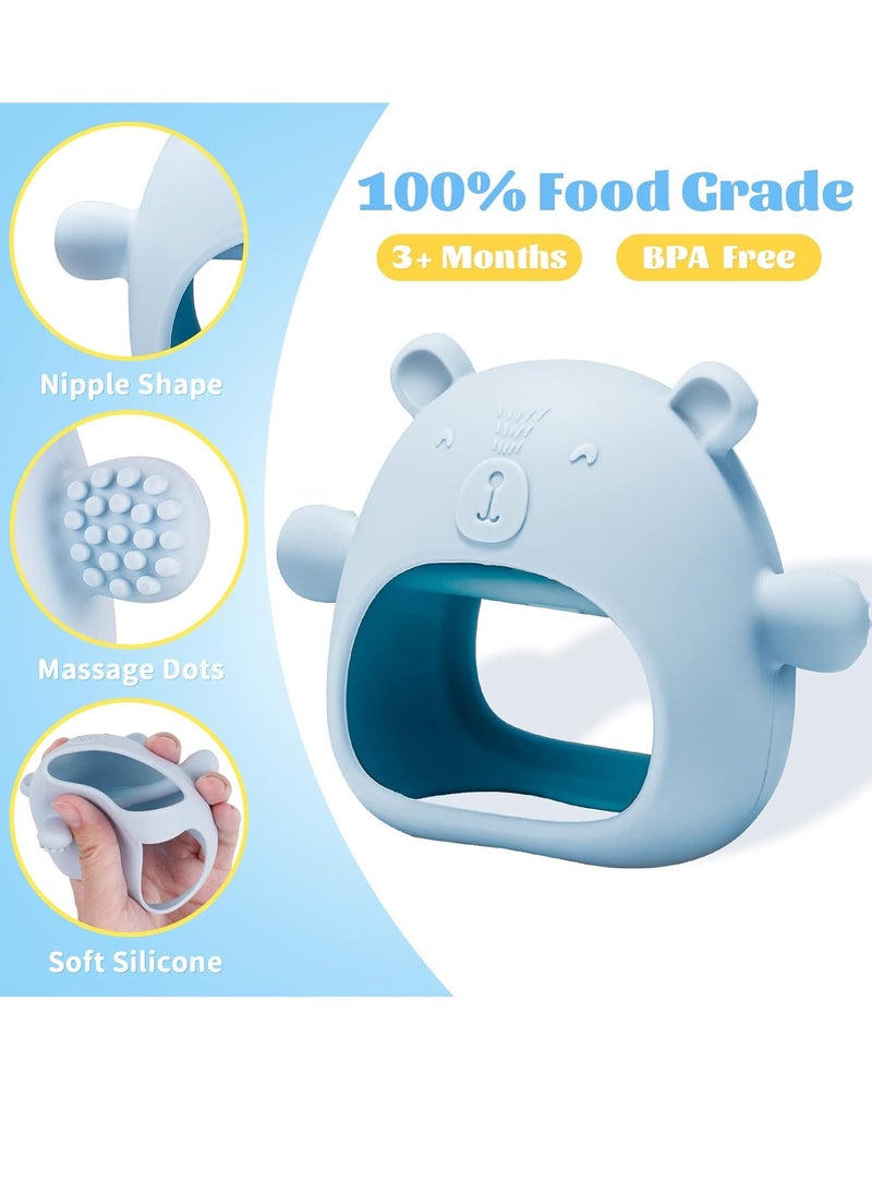 GUDOO Silicone Baby Mitten Teething Chew Toy for Babies 0-6 Months 6 to 12 Months Anti-Drop Teether Glove BPA-Free for Girls and Boys Sucking Biting Needs Soothing Gums Pain Relief  - Image 2