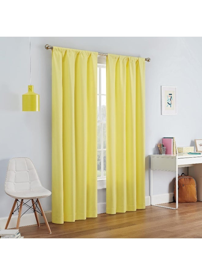 ECLIPSE Kendall Modern Blackout Thermal Rod Pocket Window Curtain for Bedroom or Living Room 1 Panel 42 X 54 Lemon - Image 3