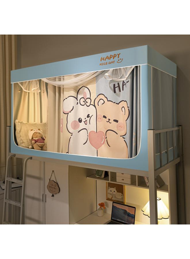 Bluejw New Installation-free Strong Shading Student Bed Curtain Mosquito Net Three-door Dormitory Single Upper And Lower Bed Curtain Wholesale - Image 1