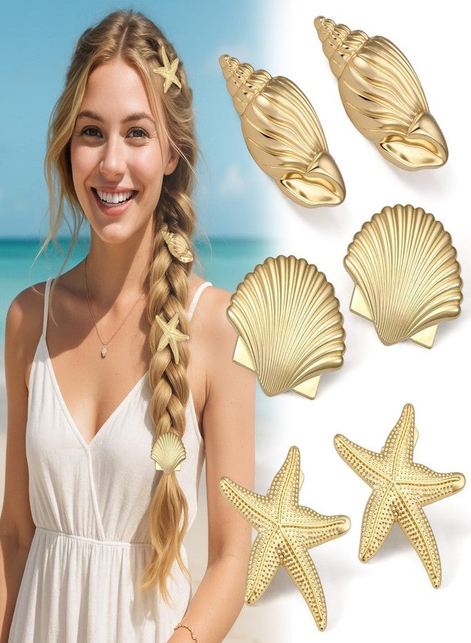 SYGY 6 PCS Small Metal Hair Clips, Gold Starfish Hair Clips for Women Girls, Small Alligator Clips for Summer Holiday, Hair Accessories for Beach Party - Image 1