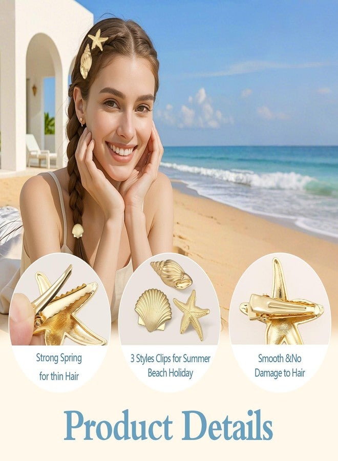SYGY 6 PCS Small Metal Hair Clips, Gold Starfish Hair Clips for Women Girls, Small Alligator Clips for Summer Holiday, Hair Accessories for Beach Party - Image 4