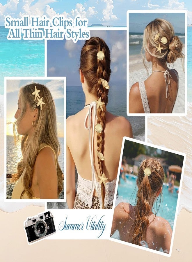 SYGY 6 PCS Small Metal Hair Clips, Gold Starfish Hair Clips for Women Girls, Small Alligator Clips for Summer Holiday, Hair Accessories for Beach Party - Image 2