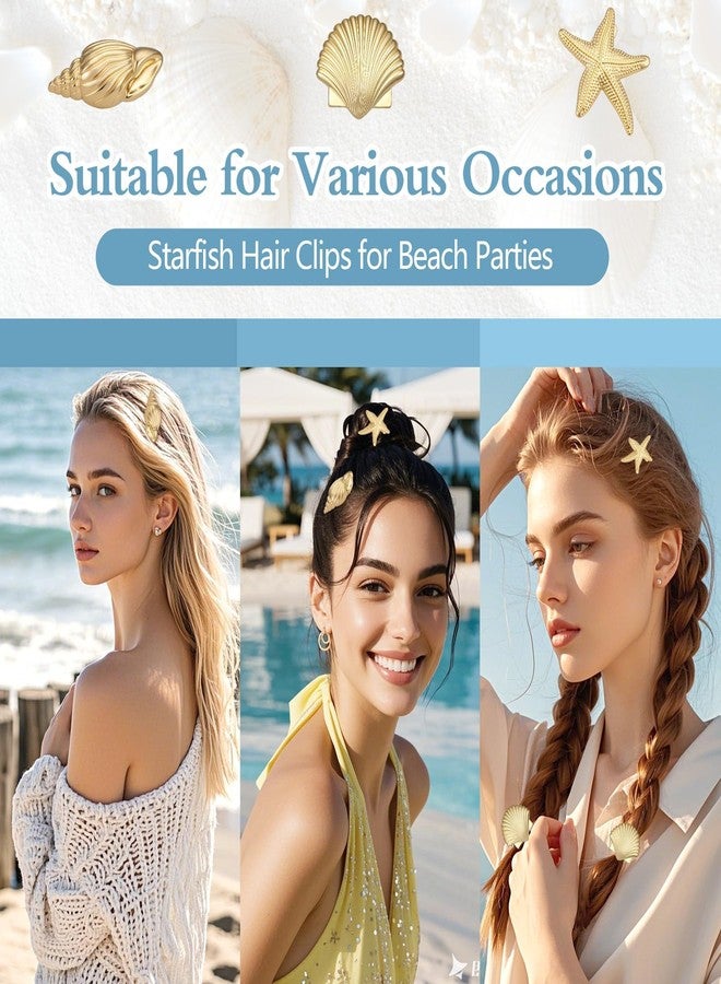 SYGY 6 PCS Small Metal Hair Clips, Gold Starfish Hair Clips for Women Girls, Small Alligator Clips for Summer Holiday, Hair Accessories for Beach Party - Image 5