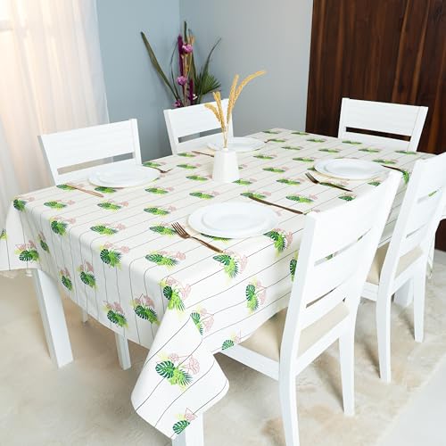 RUSTIQUE LINENS 100% Cotton Printed Table Cloth for 6 Seater – Water & Stain Resistant Dining Table Cover – Heavyweight, Washable – Peach Floral (190 x 150 CM) - Image 1