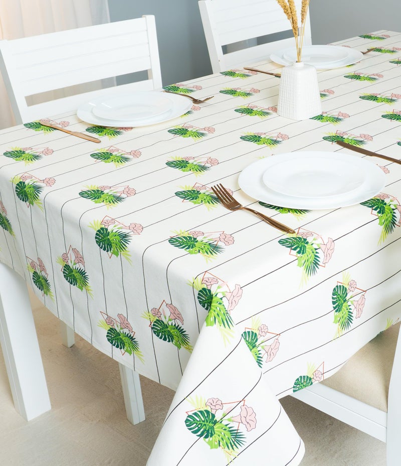 RUSTIQUE LINENS 100% Cotton Printed Table Cloth for 6 Seater – Water & Stain Resistant Dining Table Cover – Heavyweight, Washable – Peach Floral (190 x 150 CM) - Image 2