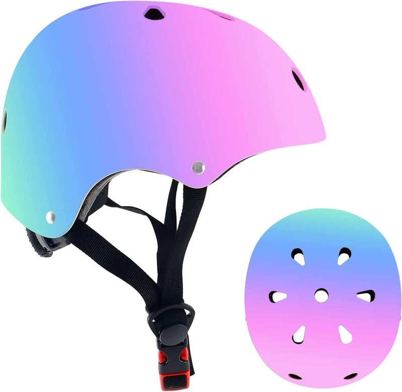 JEEFREE Adjustable Color Gradient Toddler Kids Bike Helmet for 3-5-8-14+Ages Girls Boys.Skateboard Bicycle Toddler Helmet 2-4 Years for Multi-Sports Cycling Scooter Inline Roller Skates Rollerblading - Image 2