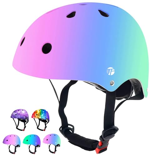 JEEFREE Adjustable Color Gradient Toddler Kids Bike Helmet for 3-5-8-14+Ages Girls Boys.Skateboard Bicycle Toddler Helmet 2-4 Years for Multi-Sports Cycling Scooter Inline Roller Skates Rollerblading - Image 1