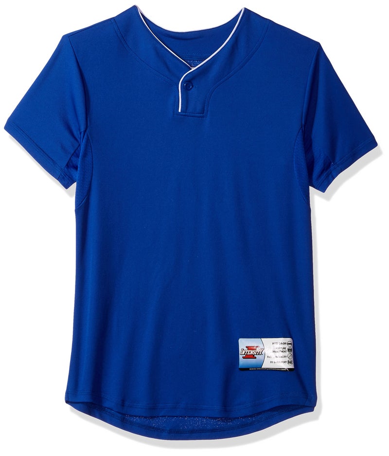 Intensity Boy's One Button Cool Mock Basetball Shirt, Royal, Large - Image 1