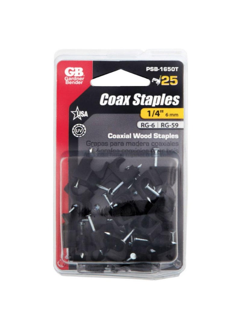 Gardner Bender Plastic Insulated Coaxial Staple Pack 0.6cm 25Pc