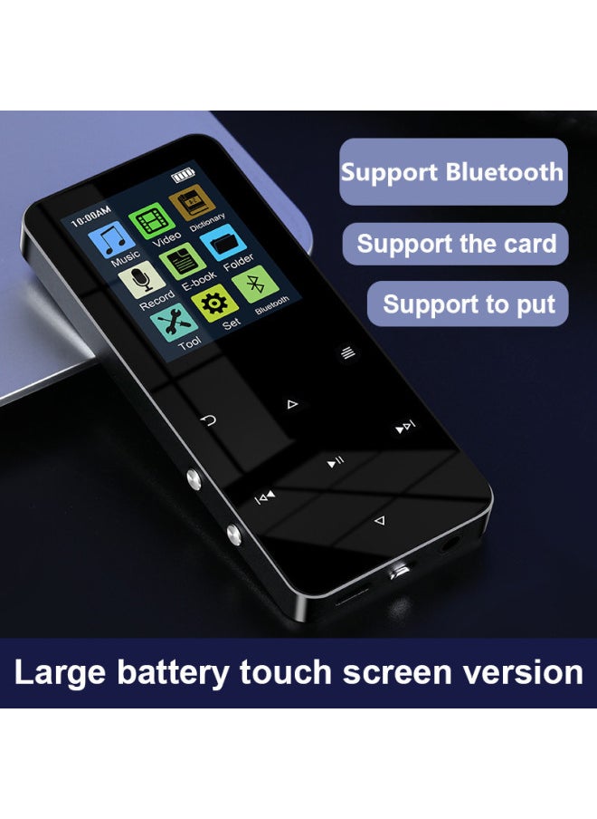 Generic - Batch Metal Bluetooth MP3 Student Walkman MP4 Lossless Music Player Touch Screen Recording Insertable Card-Body Color:Black [metal Touch + Bluetooth] Version-Memory Capacity:80g (body 16g + 64g Card) (fm + Bluetooth + Dictionary + External) [headphones + Data Cable + Packaging] - Image 1