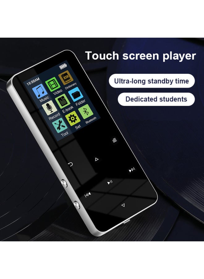 Generic - Batch Metal Bluetooth MP3 Student Walkman MP4 Lossless Music Player Touch Screen Recording Insertable Card-Body Color:Black [metal Touch + Bluetooth] Version-Memory Capacity:80g (body 16g + 64g Card) (fm + Bluetooth + Dictionary + External) [headphones + Data Cable + Packaging] - Image 1