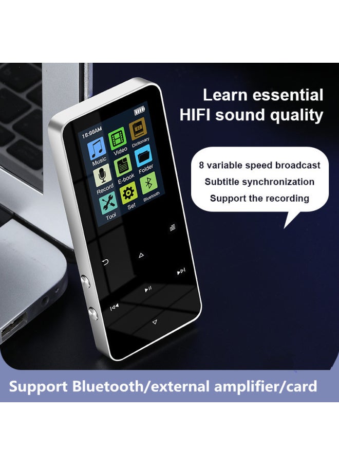 Generic - Batch Metal Bluetooth MP3 Student Walkman MP4 Lossless Music Player Touch Screen Recording Insertable Card-Body Color:Black [metal Touch + Bluetooth] Version-Memory Capacity:80g (body 16g + 64g Card) (fm + Bluetooth + Dictionary + External) [headphones + Data Cable + Packaging] - Image 1