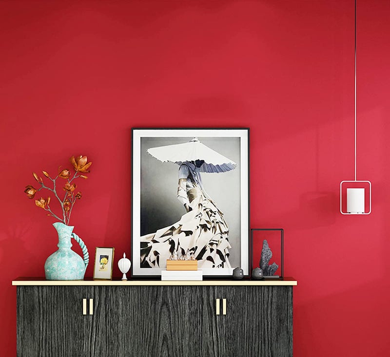 Micpolo 15.7" x 118" Thicken Red Contact Paper - Solid Color Peel and Stick Wallpaper for Cabinets and Countertops - Image 2