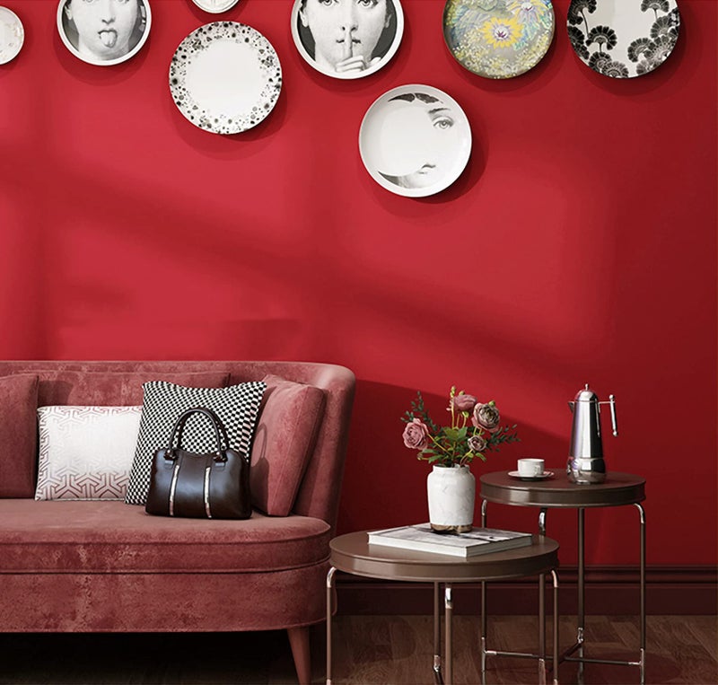 Micpolo 15.7" x 118" Thicken Red Contact Paper - Solid Color Peel and Stick Wallpaper for Cabinets and Countertops - Image 3