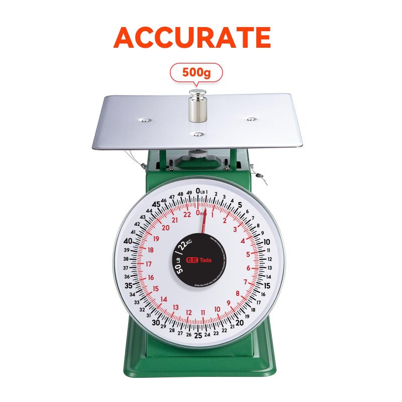 ta da Tada 50lb Heavy Duty Mechanical Dial Kitchen and Food Scale with Stainless Steel Platform - Image 2