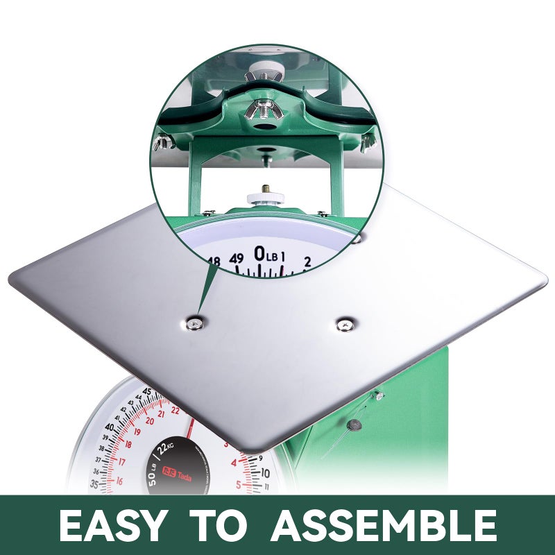 ta da Tada 50lb Heavy Duty Mechanical Dial Kitchen and Food Scale with Stainless Steel Platform - Image 3