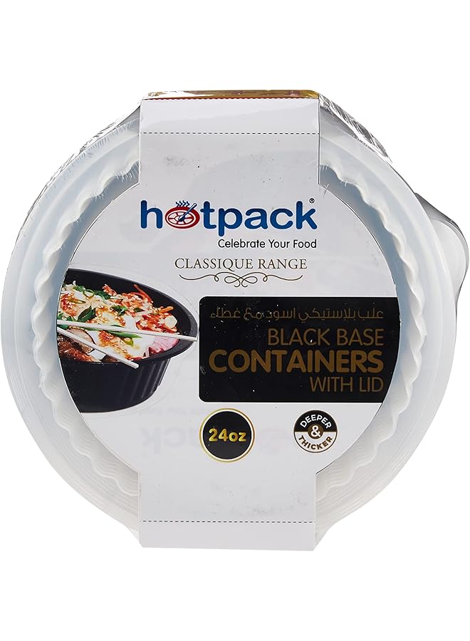 Hotpack Black Base Round 24Oz With Lid 8+2 Free - Image 1