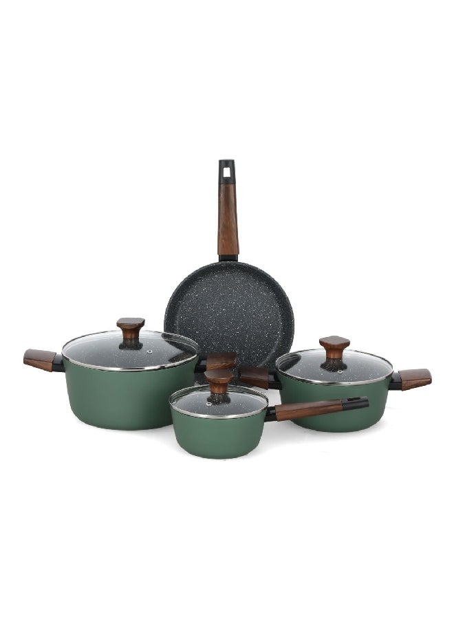 PARFAIT 7-Piece Durable Non-Stick Aluminium Cookware Set Green And Grey 30.5 X 15.5 X 55.5 Cm 2019F-10 - Image 2