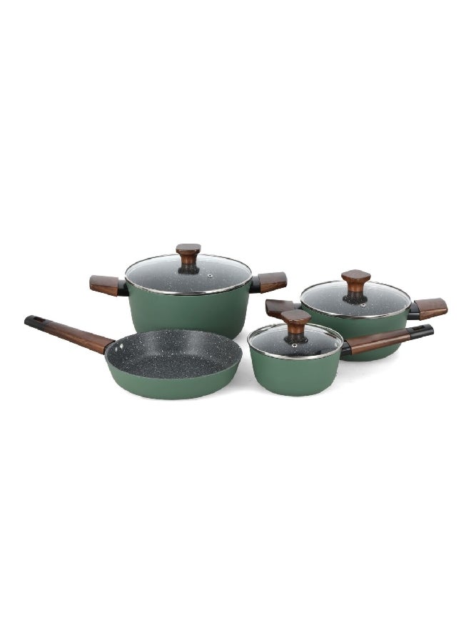 PARFAIT 7-Piece Durable Non-Stick Aluminium Cookware Set Green And Grey 30.5 X 15.5 X 55.5 Cm 2019F-10 - Image 3