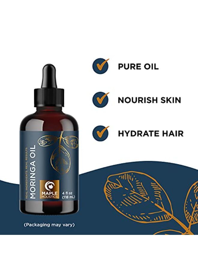 Maple Holistics Moringa Oil For Hair Skin And Nails - Highly Absorbent Moringa Oleifera Hair Oil Treatment And Anti Aging Serum For Face Care And Body Moisturizer For Dry Skin Care Plus Hydrating Serum For Hair - Image 3