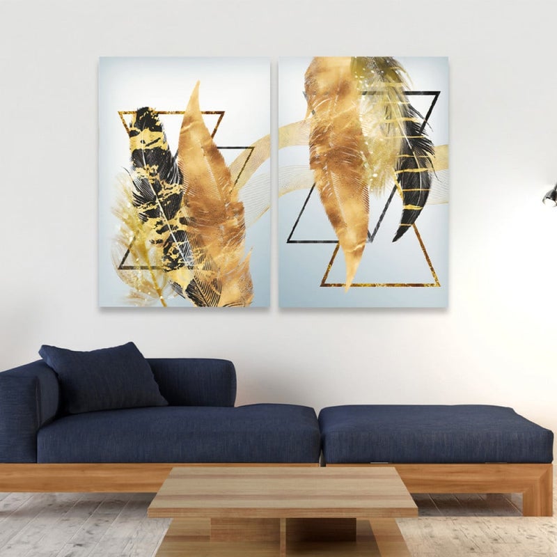 ماركتنا لوحة قماشية ثنائية بتصميم مودرن بمقاس اجمالي 80×60 سم - Image 1