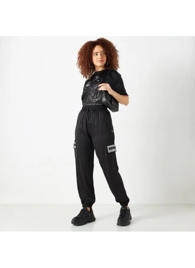 SP Characters Snoopy Embellished Cargo Joggers with Drawstring Closure