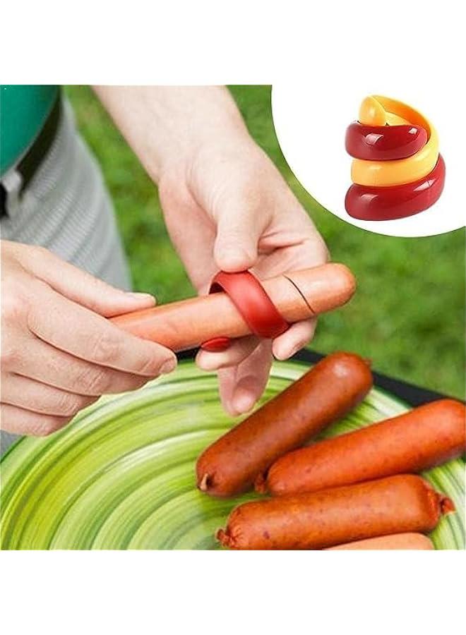Red and Yellow Manual Fancy Sausage Cutter BBQ Hot Dog Gadget Vegetable Slicer Fruit Kitchen Utensil Practical Tool - Image 5