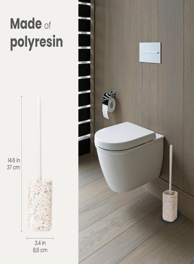 Vigar Zense Toilet Brush and Holder Set, Toilet Bowl Brush with Polyresin Stone Holder, Bathroom Sets for Bathroom Decor and Accessories, Terrazzo - Image 3