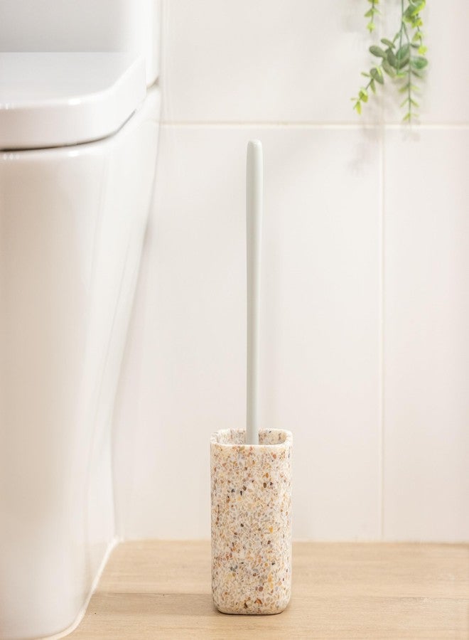 Vigar Zense Toilet Brush and Holder Set, Toilet Bowl Brush with Polyresin Stone Holder, Bathroom Sets for Bathroom Decor and Accessories, Terrazzo - Image 2