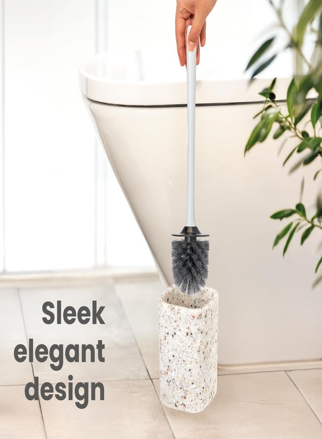 Vigar Zense Toilet Brush and Holder Set, Toilet Bowl Brush with Polyresin Stone Holder, Bathroom Sets for Bathroom Decor and Accessories, Terrazzo - Image 5
