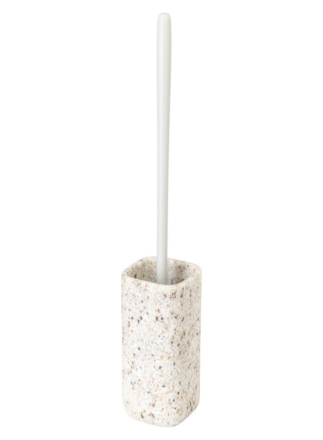 Vigar Zense Toilet Brush and Holder Set, Toilet Bowl Brush with Polyresin Stone Holder, Bathroom Sets for Bathroom Decor and Accessories, Terrazzo - Image 1