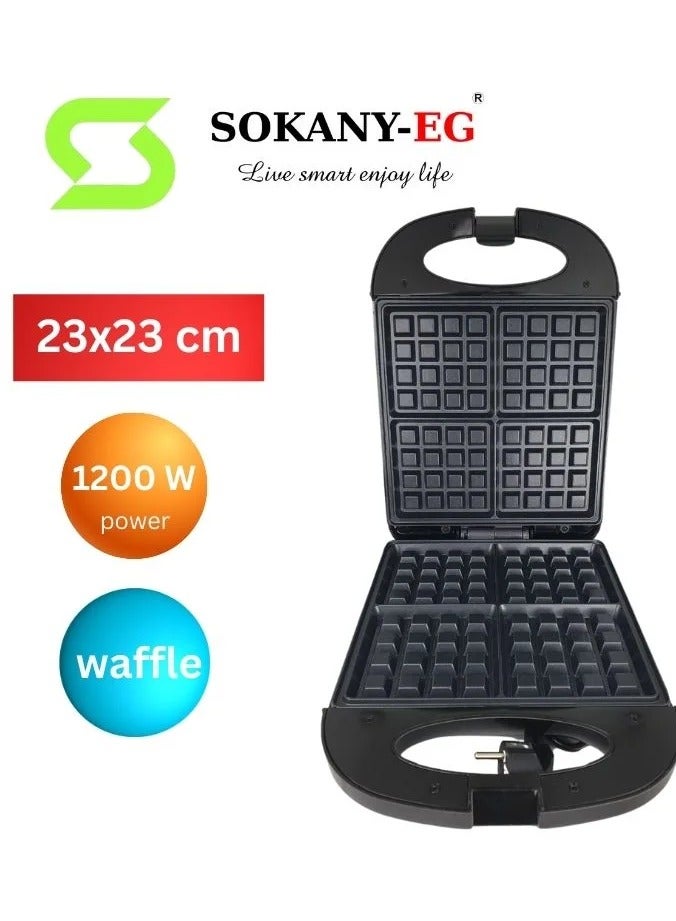 Sokany Waffle Maker Large 4 Pieces 1200 Watt SK-08035 - Image 1
