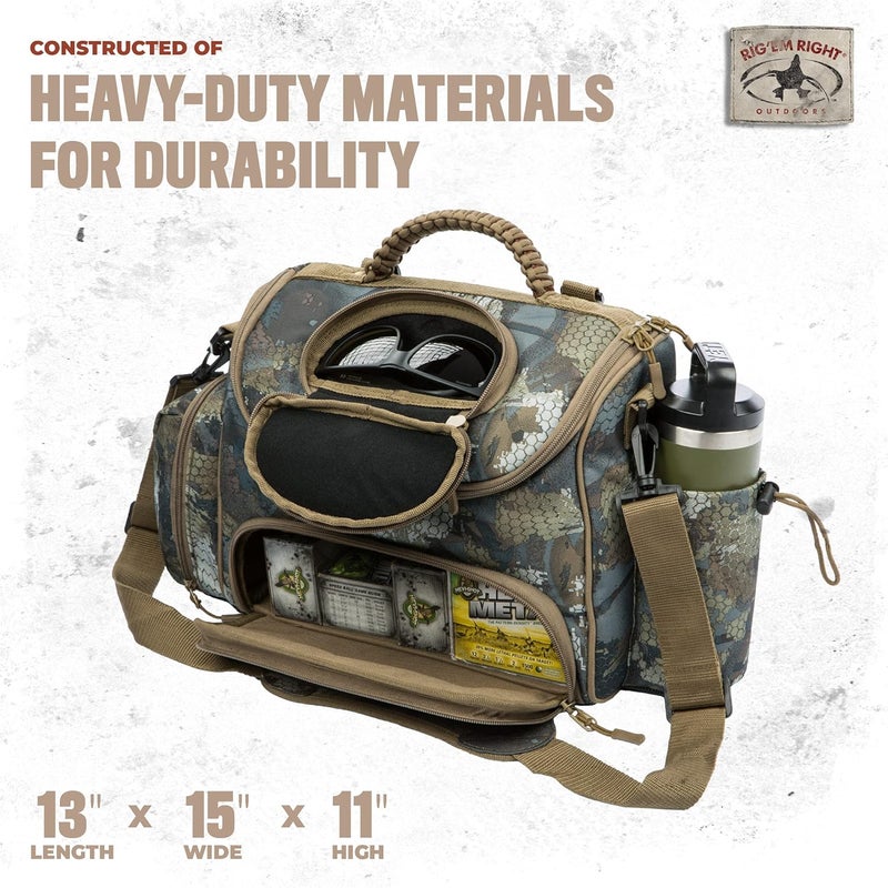 Rig Em Right Rig'Em Right Waterfowl Lock and Load Duck Hunting Blind Bag with Molded Ammo Compartments, Sunglasses Case, Drink Holder and More (Optifade Timber Camo) - Image 2