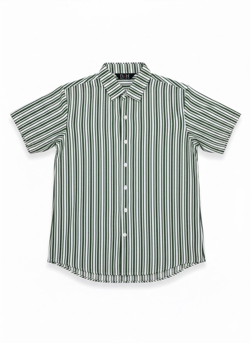 ريزاريز قميص رجالي كاجوال مخطط بقصّة Slim Fit وأكمام قصيرة - Image 5