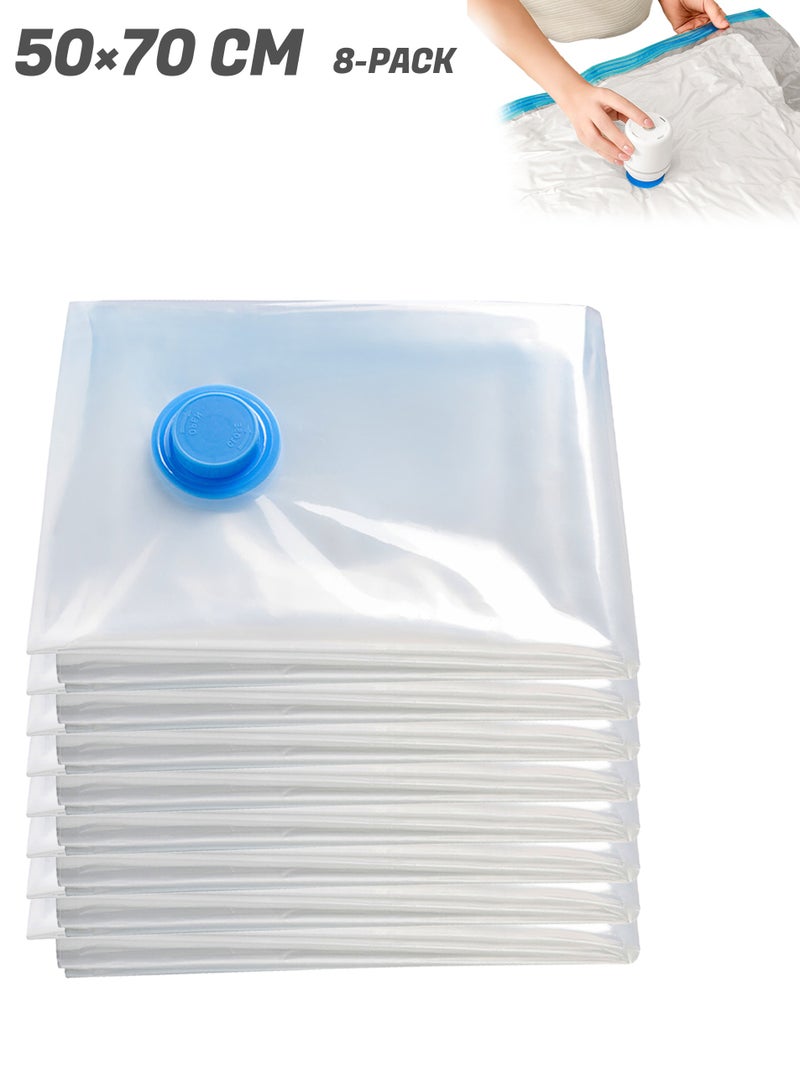 8Pcs Premium Vacuum Storage Bags, Reusable Space Saver Bags for Clothes, Blanket, Duvets, Pillows, Travel, 50x70cm - Image 1