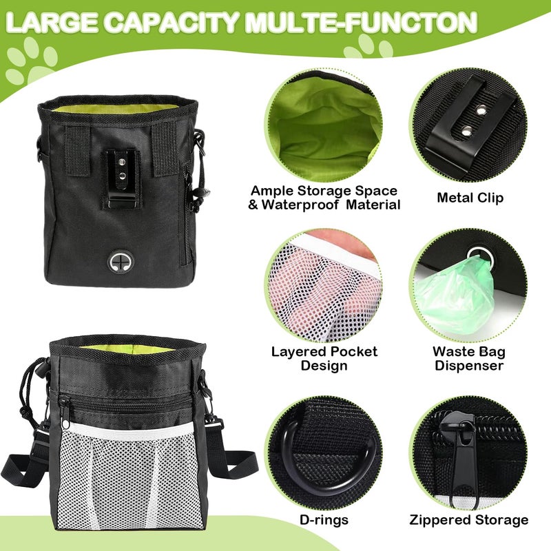 JIURUN Dog Treat Pouch for Pet Training - Dog Treat Bag (Black) - Dog Training Kit, Dog Clicker for Training, Silicone Treat Bag, 2-in-1 Whistle Clicker, Collapsible Dog Bowl, 2 Dog Poop Bag - Image 2