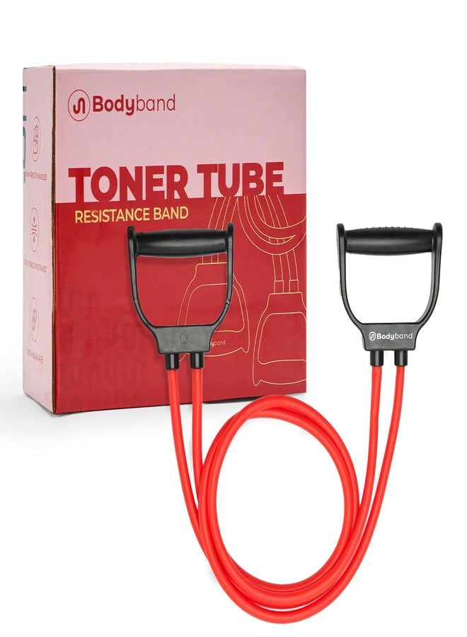 Bodyband أنبوب مقاومة Bodyband للتمارين الرياضية، مزود بمقبض، مناسب للاستخدام في الصالات الرياضية المنزلية. يُستخدم لتمارين السحب لأعلى، وتمارين التمدد، وتمارين تقوية العضلات، والإحماء، والتمارين الرياضية. مقاومة تصل إلى 25 كجم - أحمر - Image 1