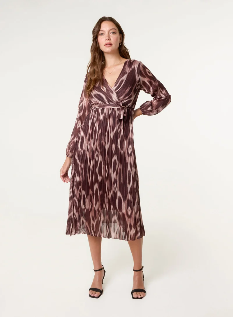 Blue Vanilla Crossover Metallic Pleated Dress