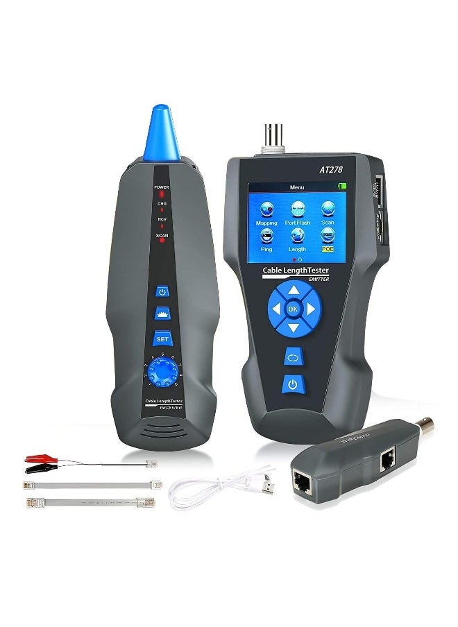 Generic - Network Cable Tester, AT278 TDR Multi-functional LCD Tracker For RJ45, RJ11, BNC, Metal Cable, PING/POE NF-8601S - Image 1