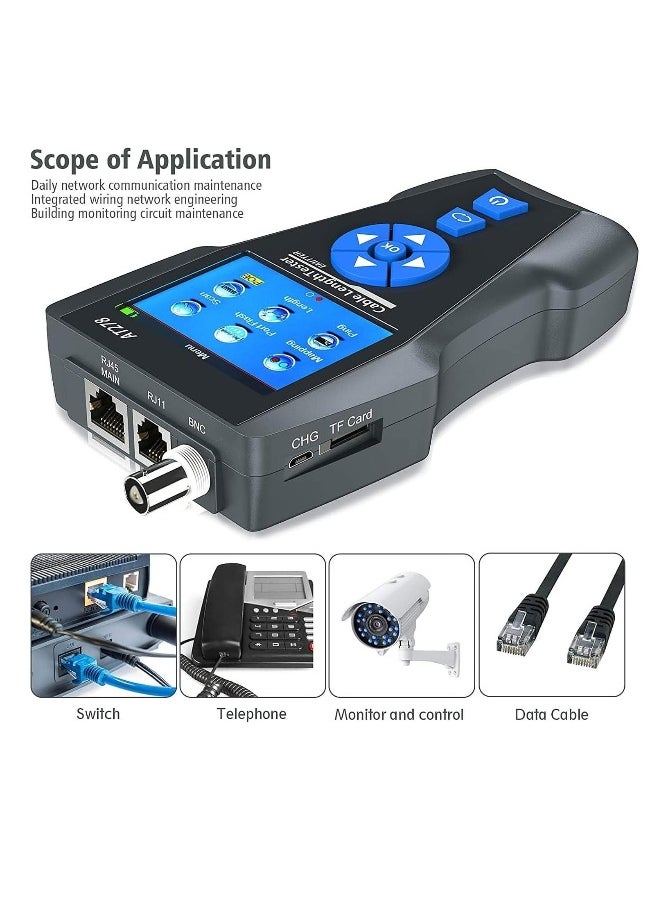 Generic - Network Cable Tester, AT278 TDR Multi-functional LCD Tracker For RJ45, RJ11, BNC, Metal Cable, PING/POE NF-8601S - Image 1