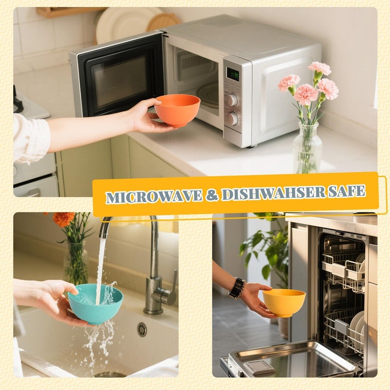 Homienly Unbreakable Wheat Straw Small Bowls 10 OZ Mini Dessert Bowls Lightweight Reusable Snack Bowl for Kitchen, Meal Prep, Ice Cream, Portion Control, Microwave & Dishwasher Safe (Multi, 6Pcs) - Image 5