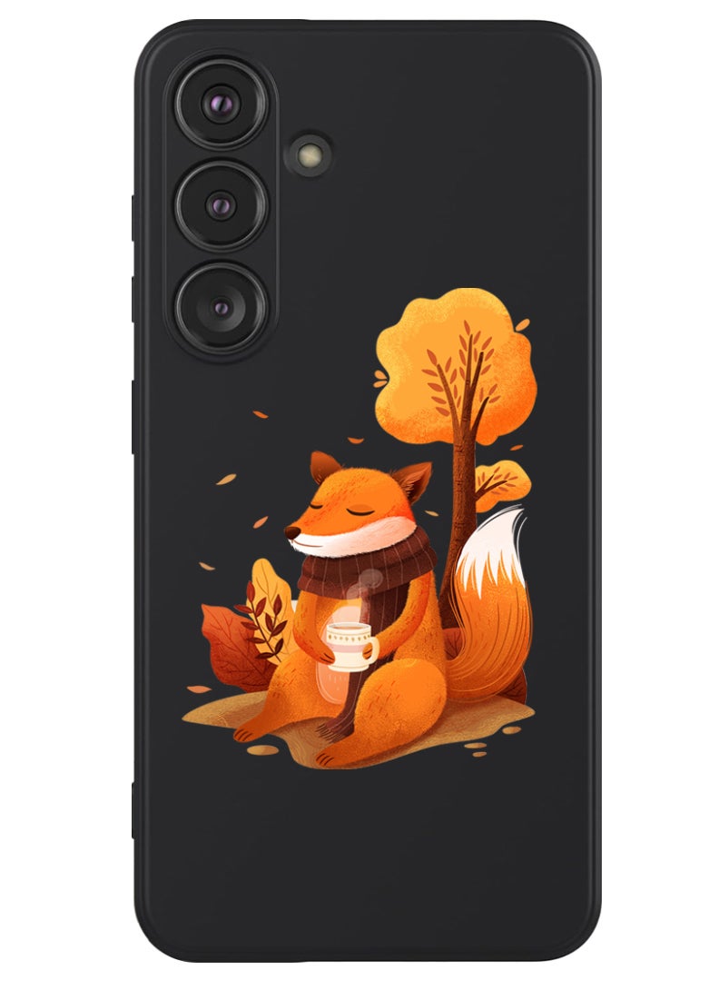 Theodor Protective Slim Fit Case Liquid Silicone Cover with Full Body Protection Anti-Scratch Shockproof Case For Samsung Galaxy S24 (Black) - Fox - Image 1