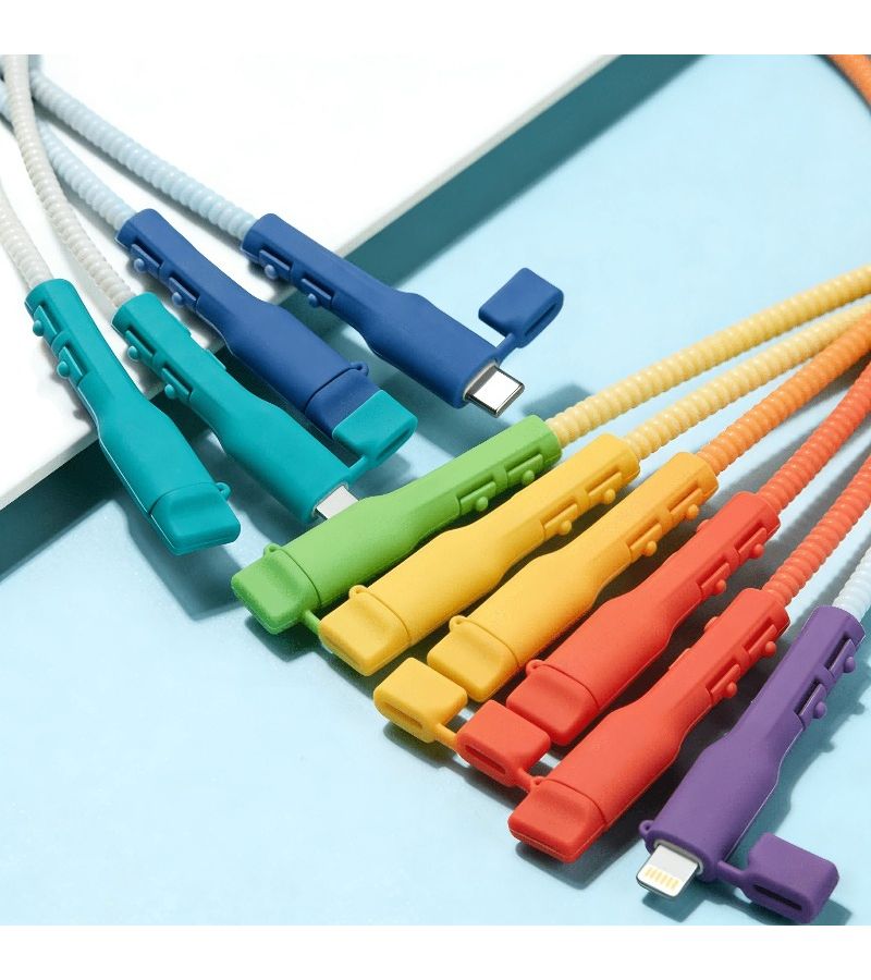 7 Pcs Charging Cable Protective Cover Anti Break Cable Organizer Data Cable Sheath Random Color For USB C Laptops Tablets And Mobile Phones - Image 1