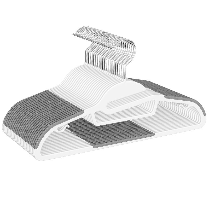 BAGAIL Plastic Hangers 50 Pack with NonSlip Design02 Inches Thick 360Swivel Hook Space Saving Organizer for Bedroom ClosetShirtsPantsWhite S Shaped